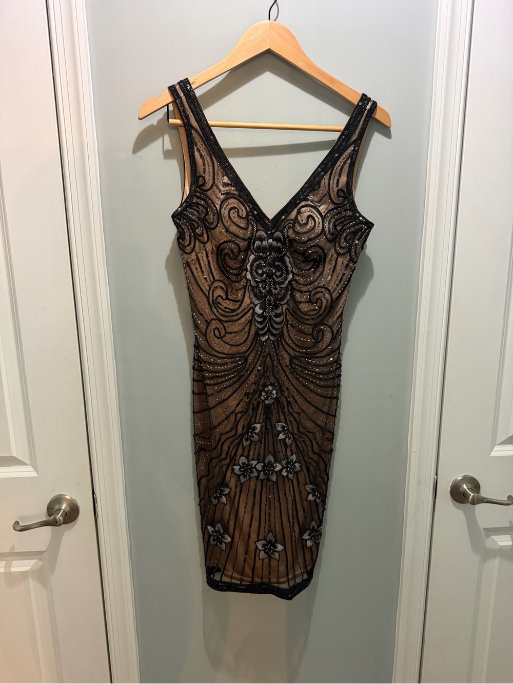 Sue Wong Black Beaded Vintage Cocktail Dress